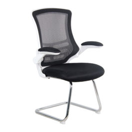 Luna (White/Black) Chrome Frame Mesh Cantilever Chair