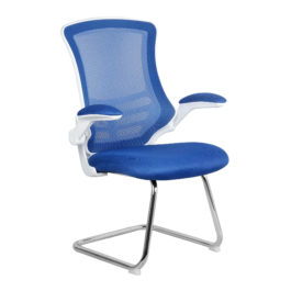 Luna (White/Blue) Chrome Frame Mesh Cantilever Chair