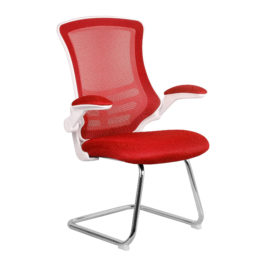 Luna (White/Red) Chrome Frame Mesh Cantilever Chair