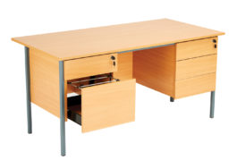 Eco 18 Rectangular Desk (2 and 3 Drawer Pedestals, W 1500mm)